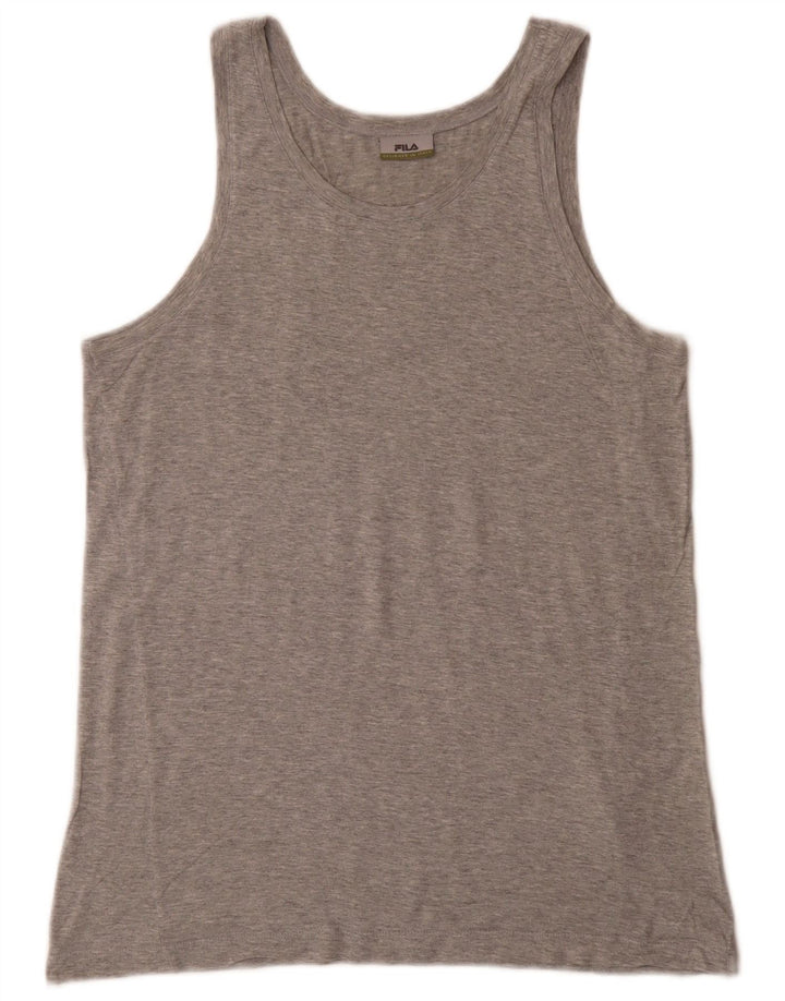 Fila Herren-Trägershirt aus mittelgrau gesprenkelter Baumwolle