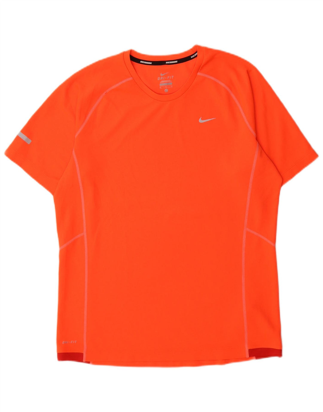 Nike Herren Dri Fit T-Shirt-Oberteil Mittelorangefarbenes Farbblock-Polyester