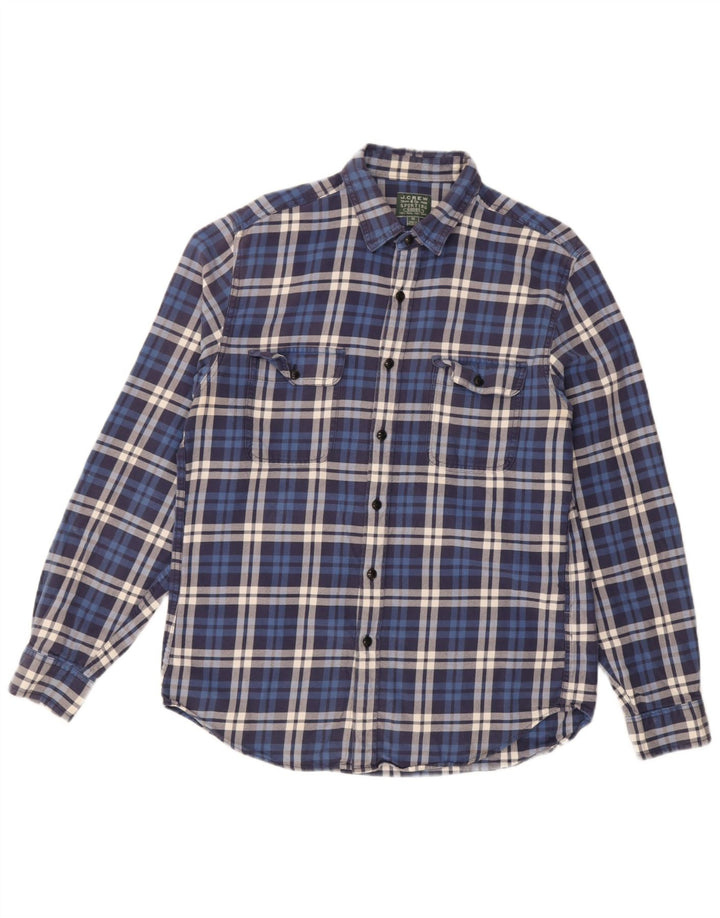 J. Crew Herren Flanellhemd Mittelblau kariert
