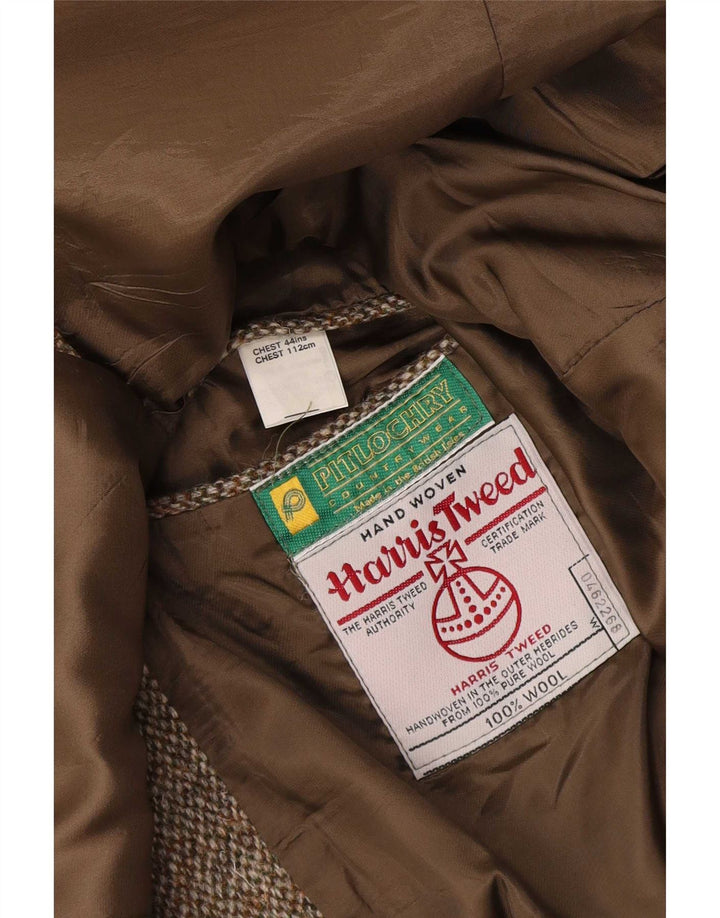 Harris Tweed Herren-Blazer mit 2 Knöpfen, UK 44, XL, braune Wolle
