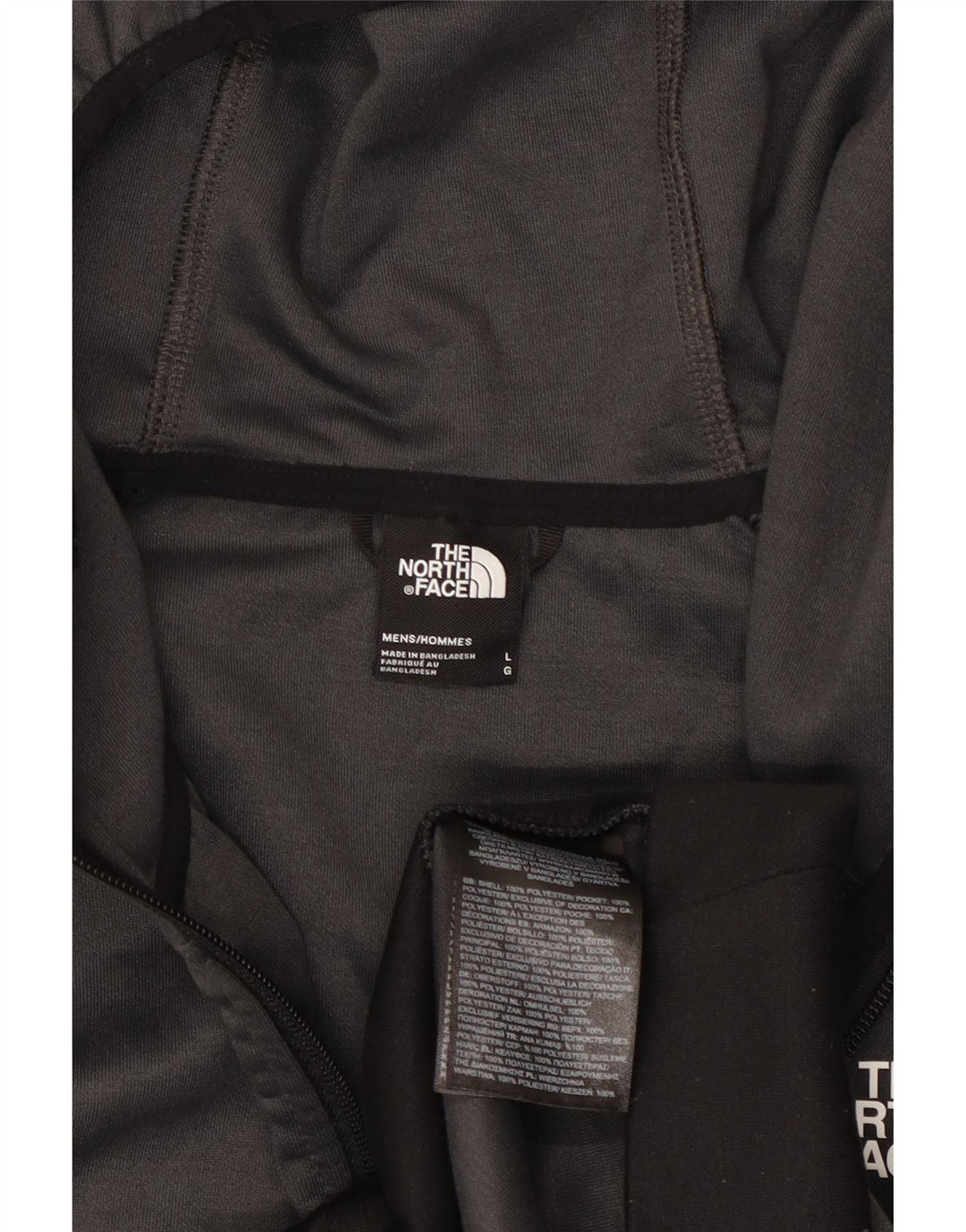 The North Face Herren-Kapuzenpullover mit Reißverschluss, groß, graues Farbblock-Polyester