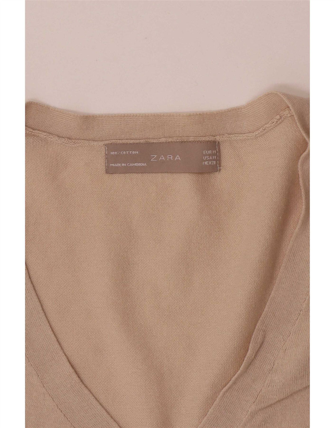 Zara Damen-Cardigan-Pullover UK 12 Mittelbeige Baumwolle