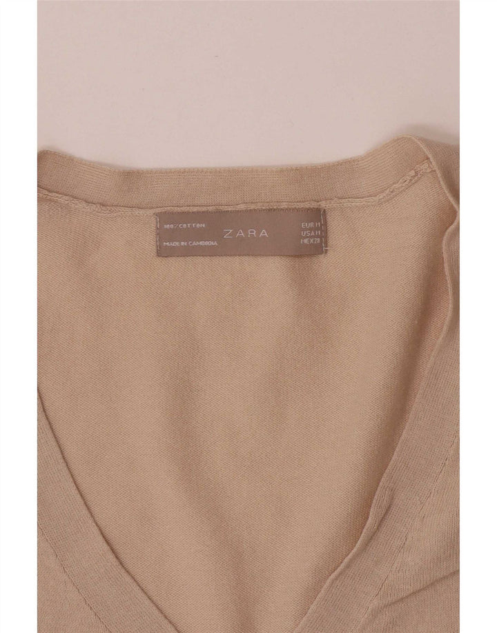 Zara Damen-Cardigan-Pullover UK 12 Mittelbeige Baumwolle