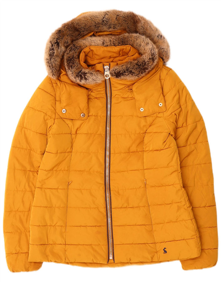 Joules Wattierte Damenjacke mit Kapuze, UK 12, Mittelgelb, Polyester