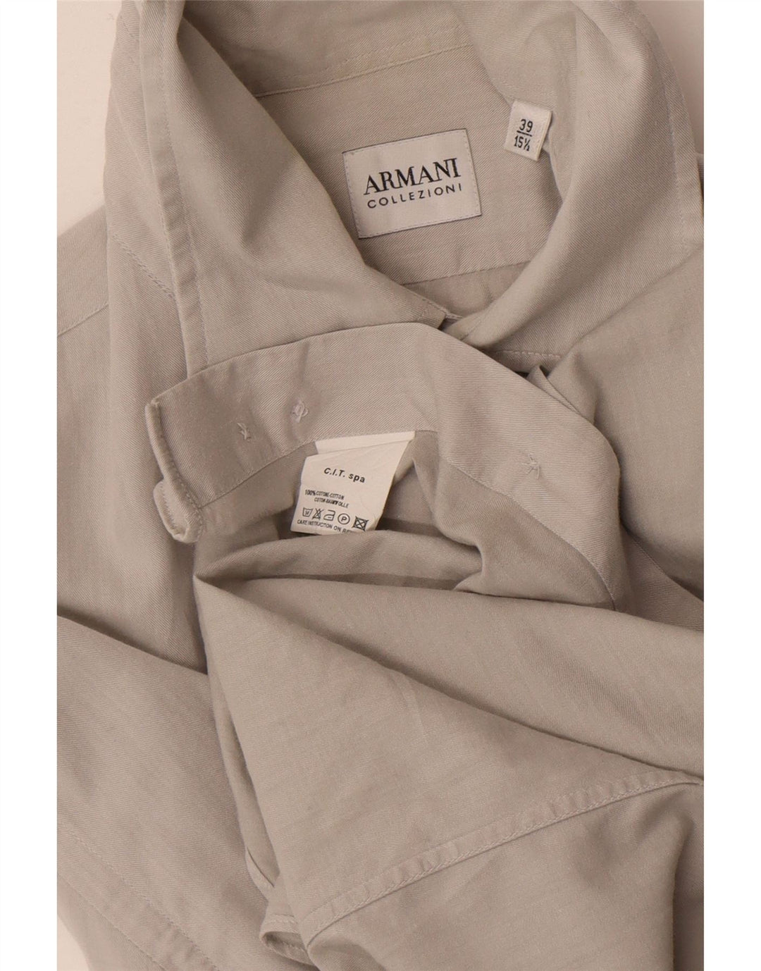 Armani Collezioni Herrenhemd Größe 39 15 1/2 Mittelgraue Baumwolle
