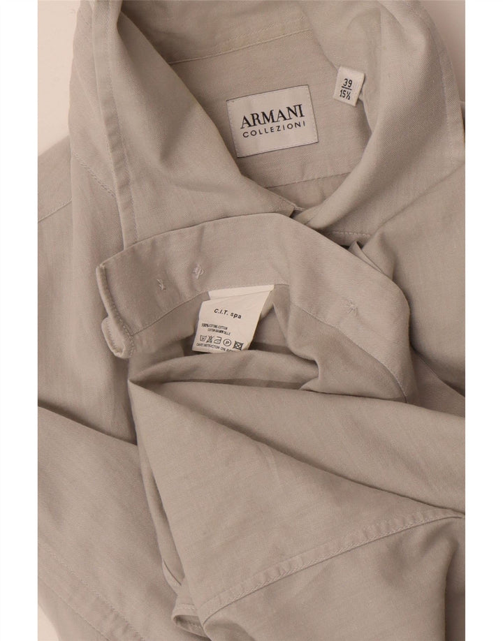 Armani Collezioni Herrenhemd Größe 39 15 1/2 Mittelgraue Baumwolle