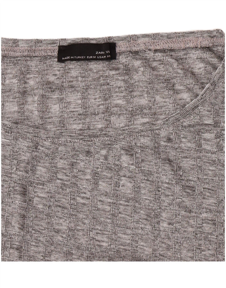 Zara Damen Top Langarm UK 12 Mittelgrau