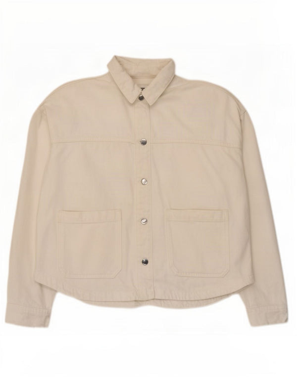 Zara Damen Übergroße Jeansjacke UK 10 Small Weiße Baumwolle