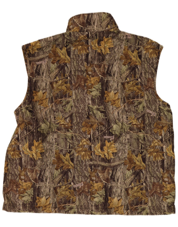 VINTAGE Mens Abstract Pattern Gilet UK 44 2XL Brown Colourblock Polyester