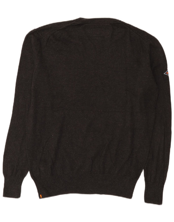 Superdry Herren-Pullover mit V-Ausschnitt, XL, graue Baumwolle