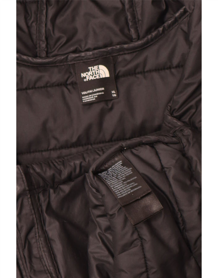 The North Face wattierte Jungenjacke mit Kapuze, 14–15 Jahre, XL, schwarzes Polyester