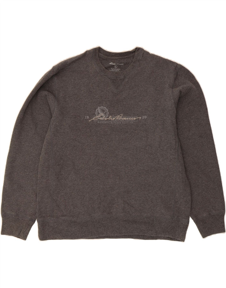 EDDIE BAUER Mens Graphic Sweatshirt Jumper Large Grey Cotton Vintage Eddie Bauer and Second-Hand Eddie Bauer from Messina Hembry 