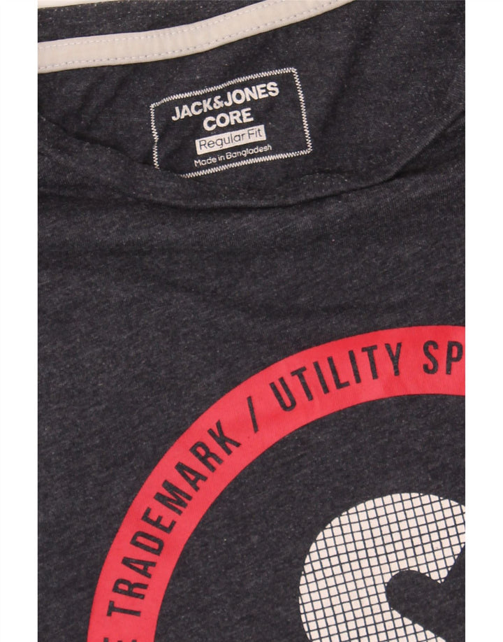 JACK & JONES Mens Regular Fit Graphic T-Shirt Top Medium Navy Blue Cotton Vintage Jack & Jones and Second-Hand Jack & Jones from Messina Hembry 