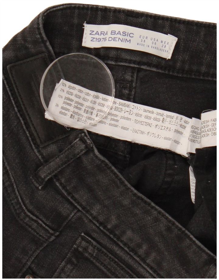 ZARA Damen Skinny Jeans EU 38 Small W28 L26 Schwarze Baumwolle
