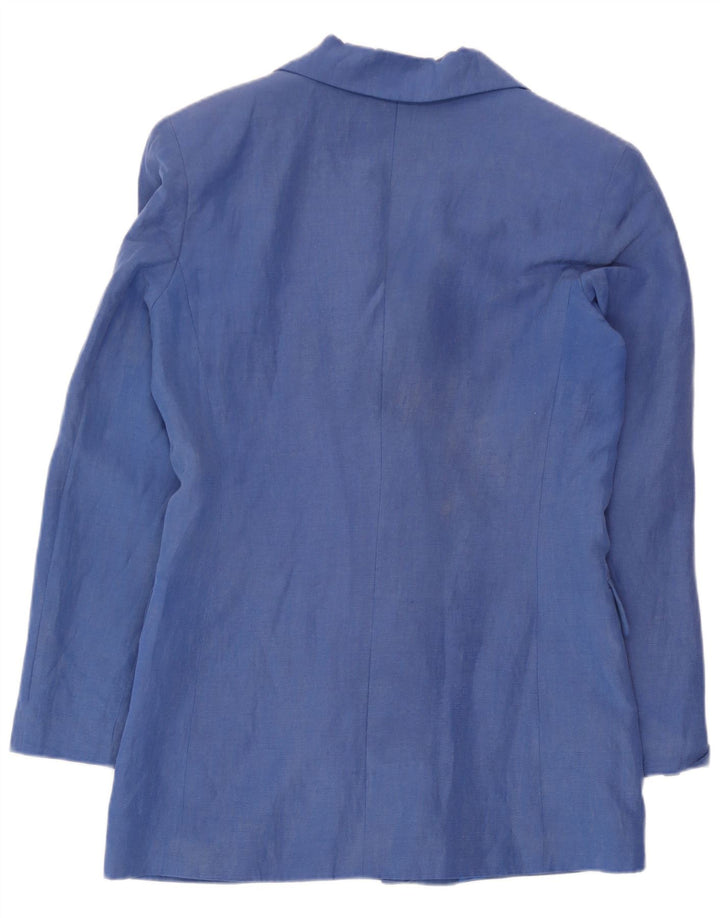 Ombraluce Damen-Blazerjacke mit 3 Knöpfen, IT 44, mittelblaue Seide