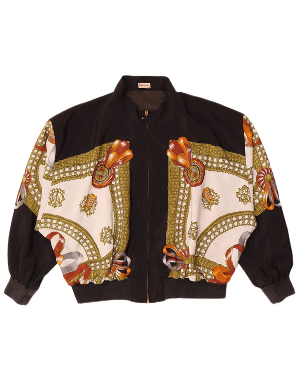 Felicia Damen-Bomberjacke mit abstraktem Muster, übergroß, EU 44, XL, Schwarz