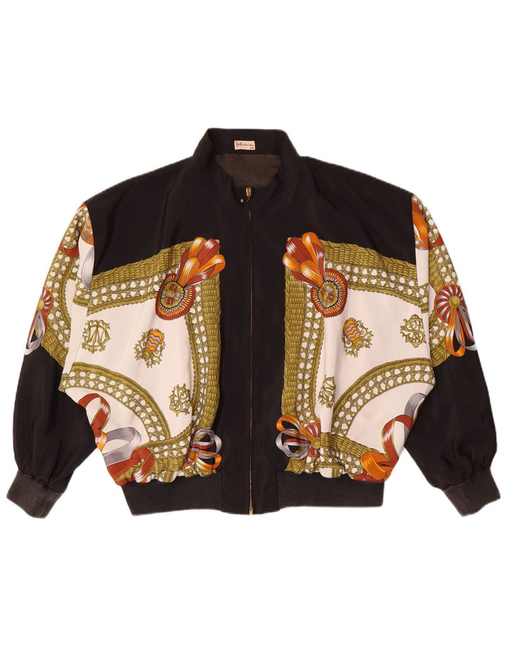 Felicia Damen-Bomberjacke mit abstraktem Muster, übergroß, EU 44, XL, Schwarz