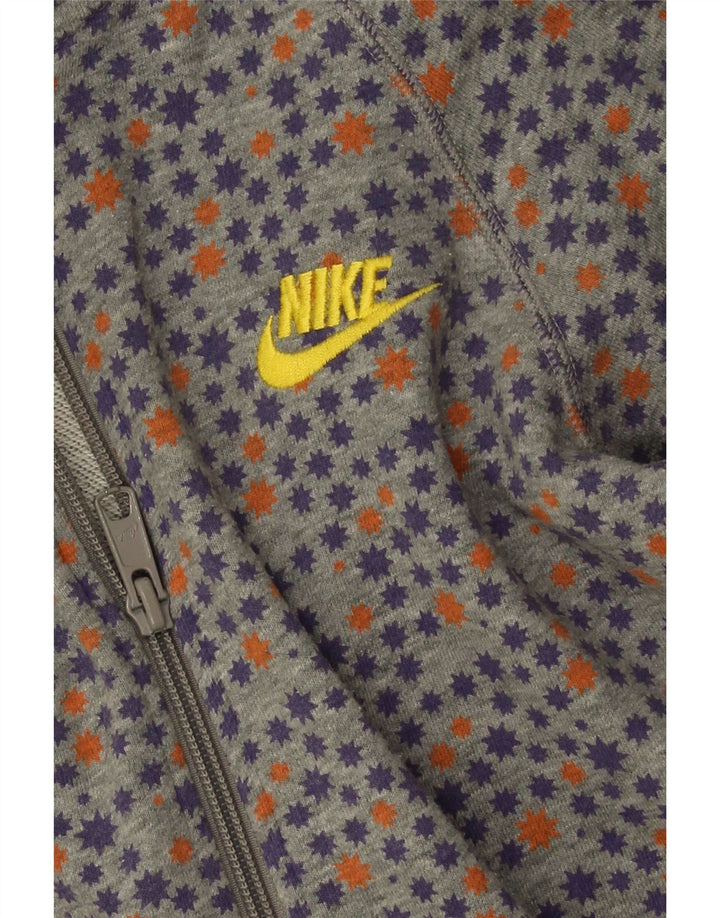 Nike Damen Zip Hoodie Pullover UK 10 Small Grau gepunktete Baumwolle