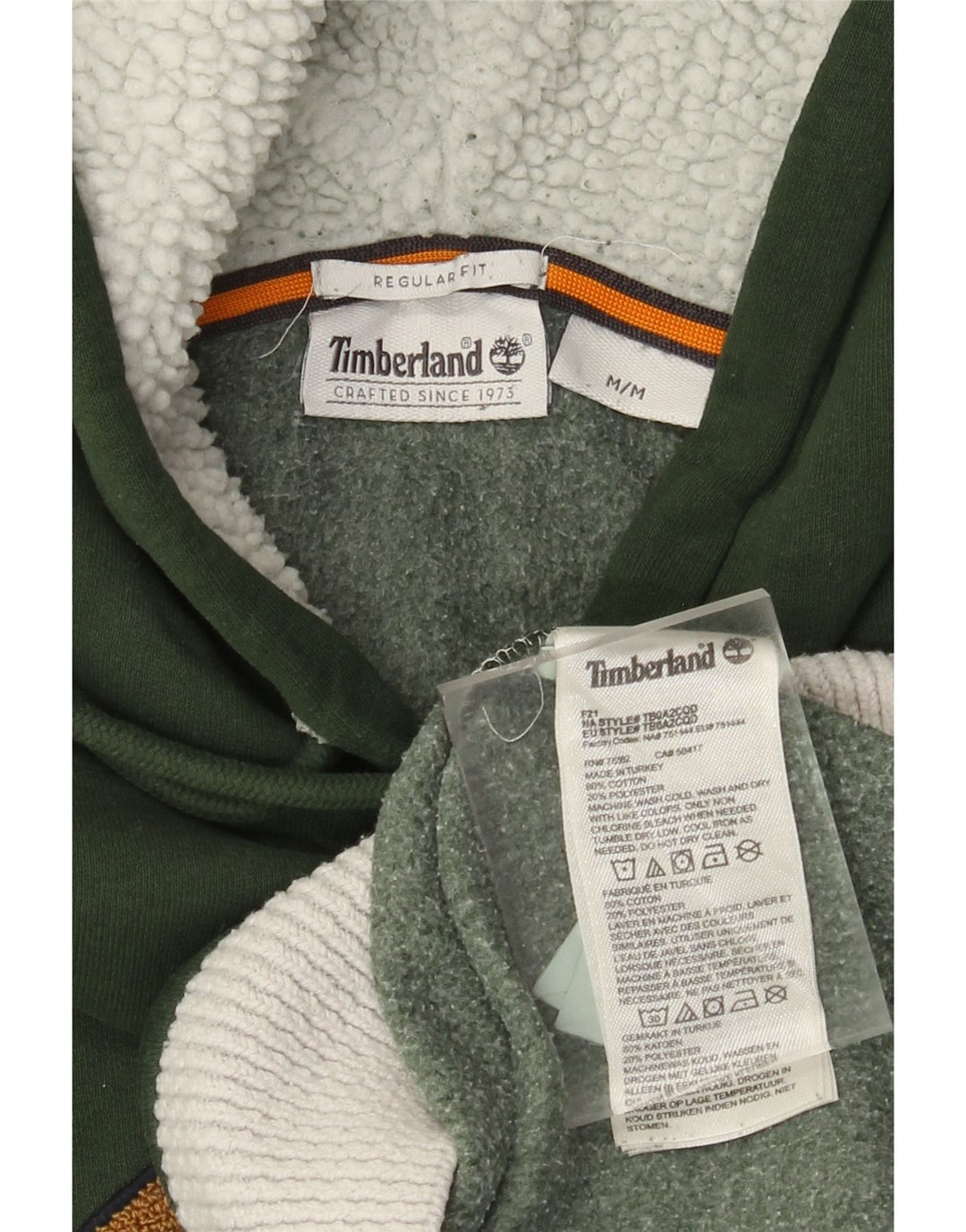 Timberland Herren Graphic Regular Fit Kapuzenpullover Mittelgrüner Farbblock