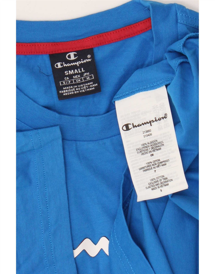 Champion Herren-T-Shirt mit Grafik, Größe S, Blau, Baumwolle