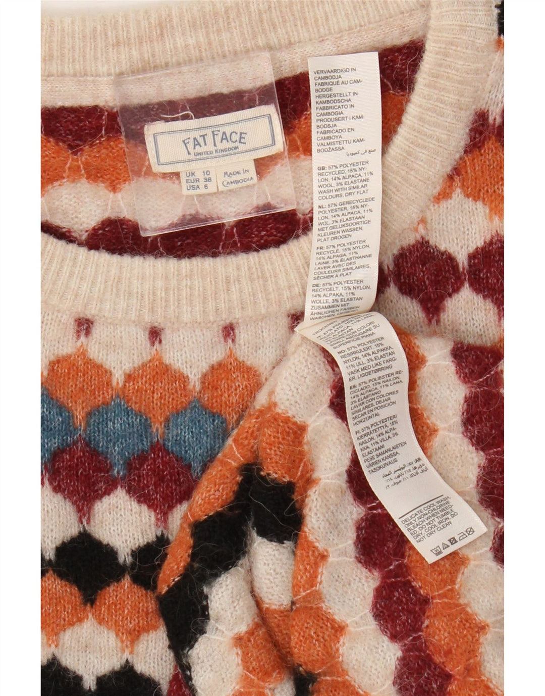 Fat Face Damen-Pullover mit Rundhalsausschnitt, Gr. 10, Größe S, mehrfarbig
