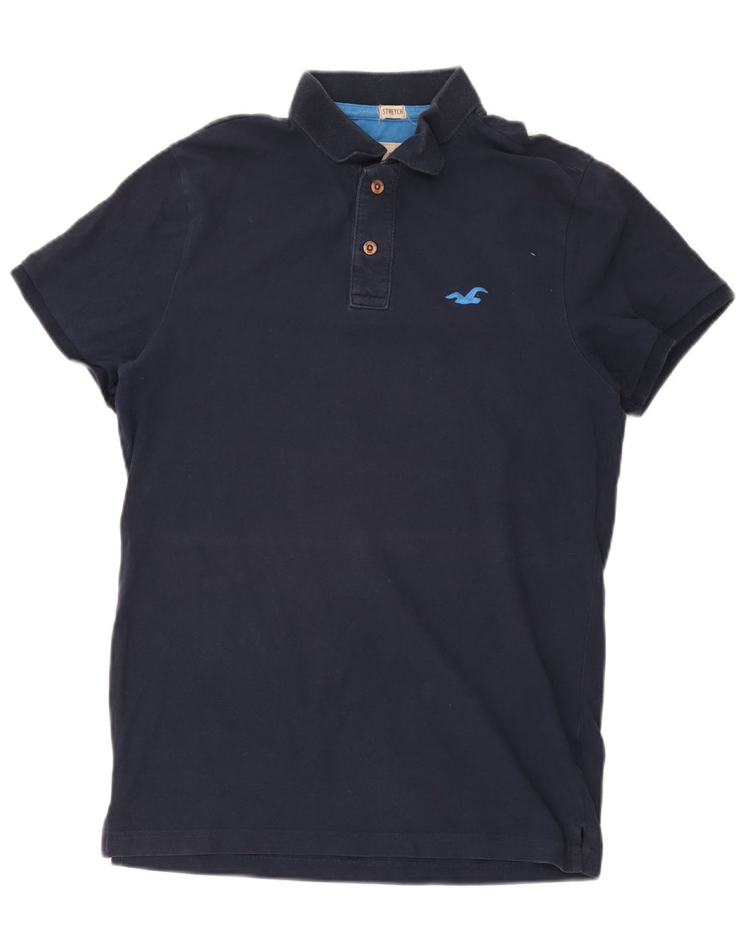 Hollister Herren-Poloshirt aus mittelblauer Baumwolle in Marineblau