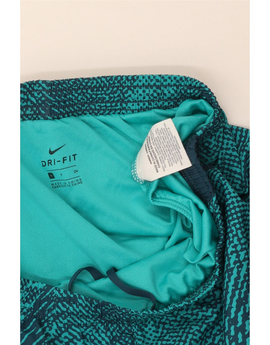 NIKE Damen Dri Fit Sport Shorts UK 10 Small Blue Geometrisch Polyester
