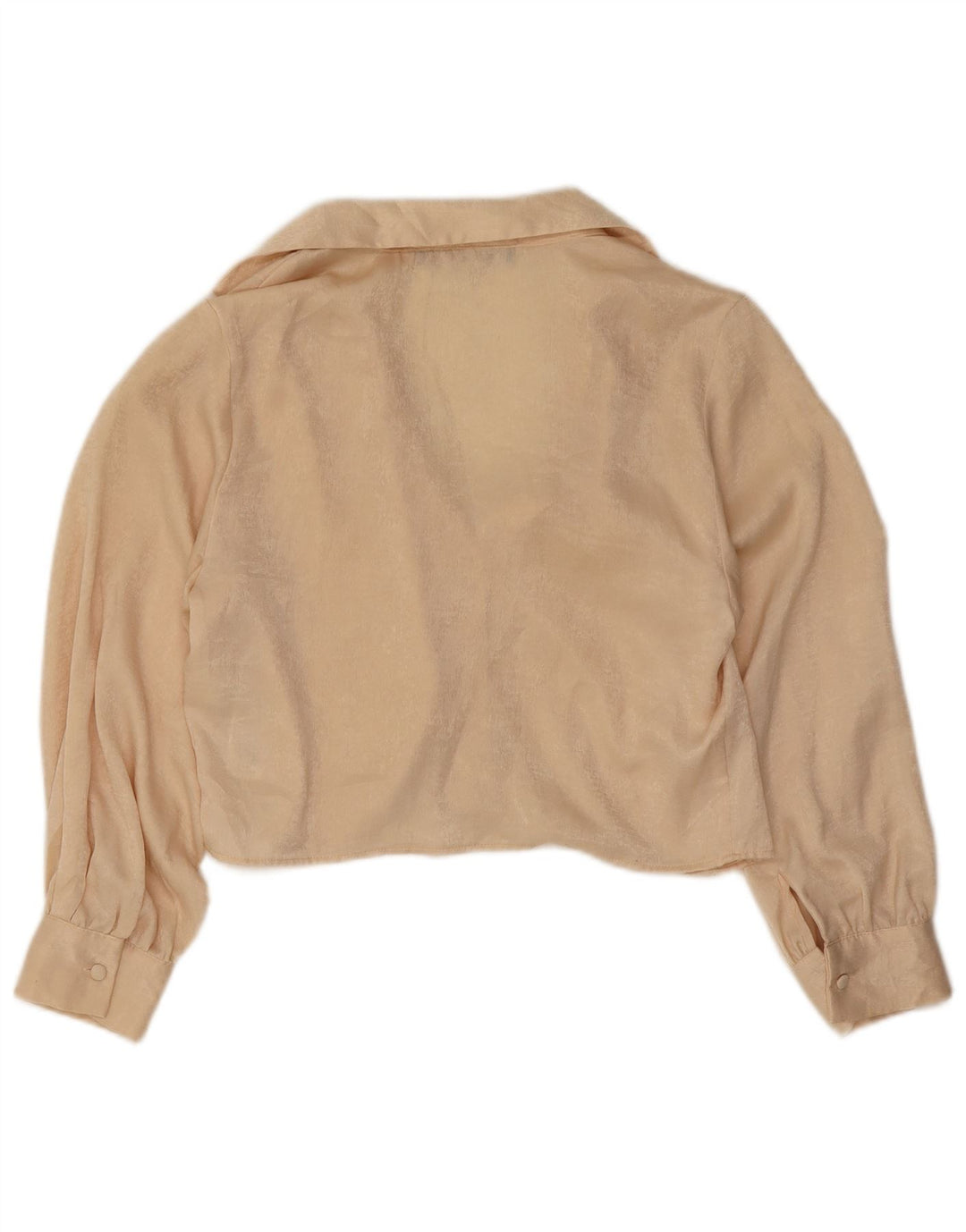 Zara Damen Crop Shirt Bluse UK 6 XS Beige Polyester