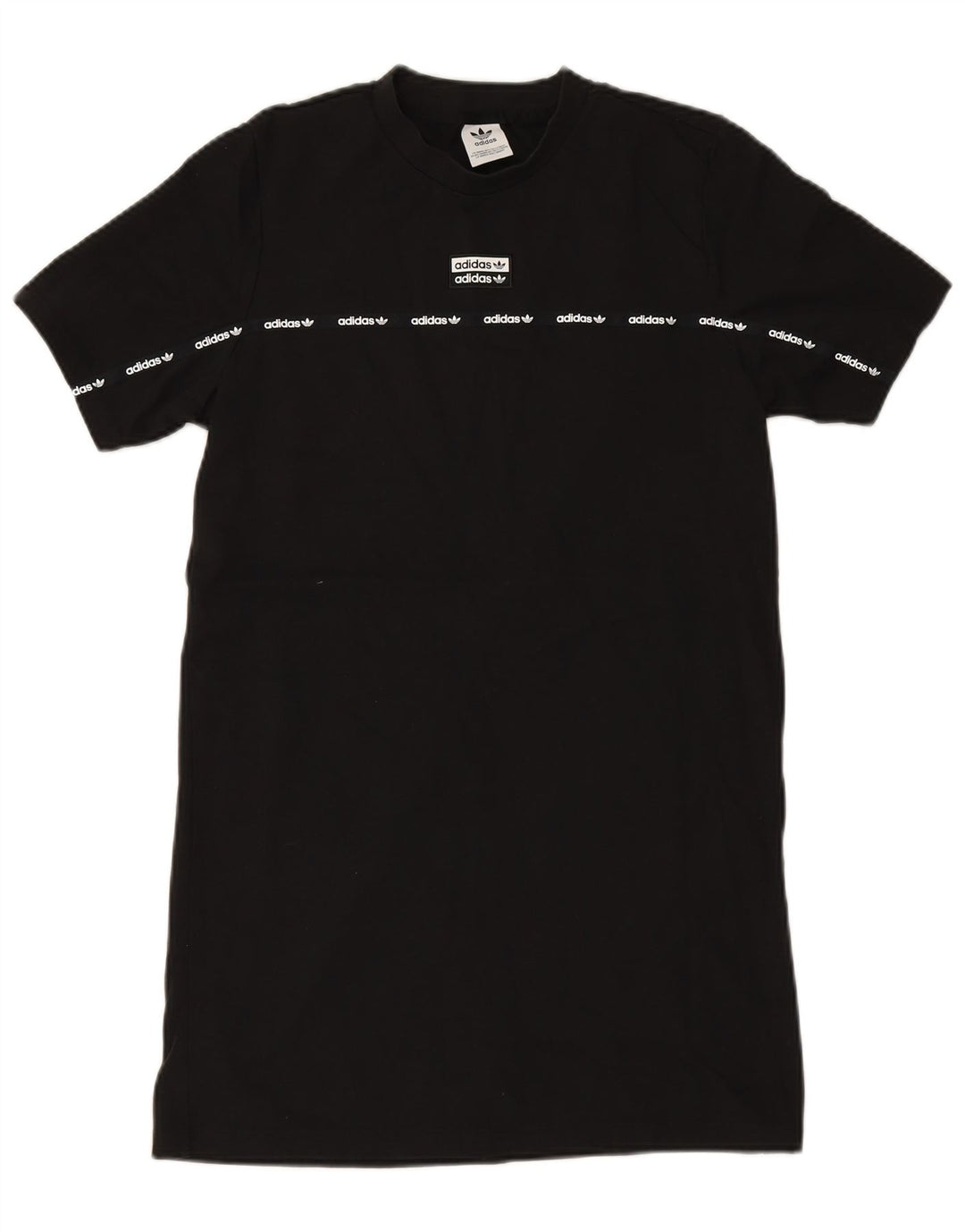 ADIDAS Damen Grafik-T-Shirt-Kleid UK 12 Mittelschwarze Baumwolle