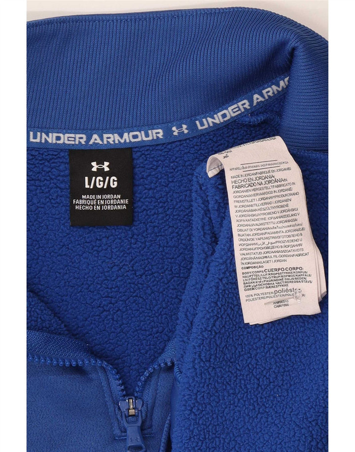 Under Armour Herren Crop Zip Neck Sweatshirt Pullover Large Blau Polyester