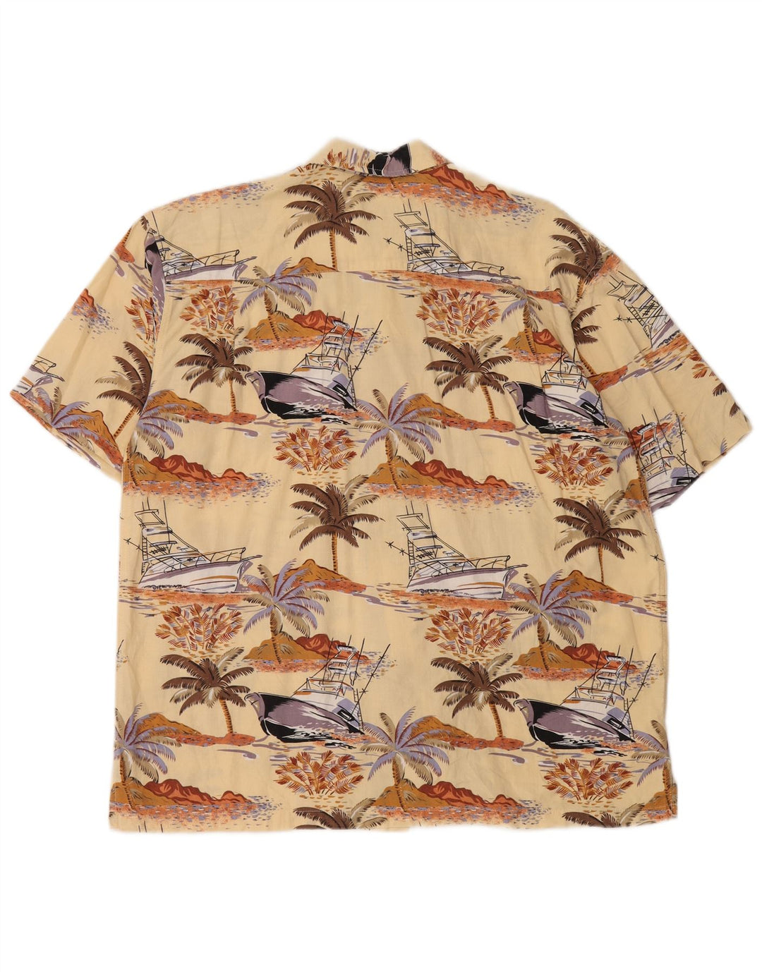 NEWPORT Herren-Hemd mit abstraktem Muster, kurzärmelig, Mittelgelb, hawaiianisch