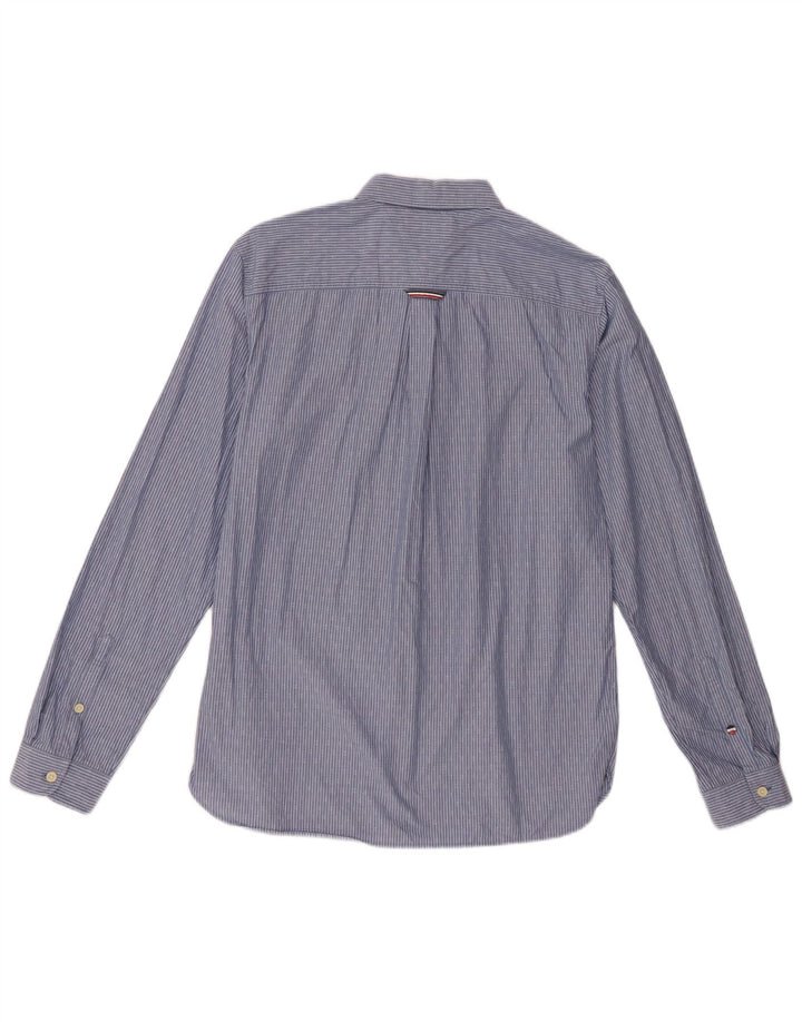 Tommy Hilfiger Herren-Hemd mit normaler Passform, mittelblau, gestreift, Baumwolle