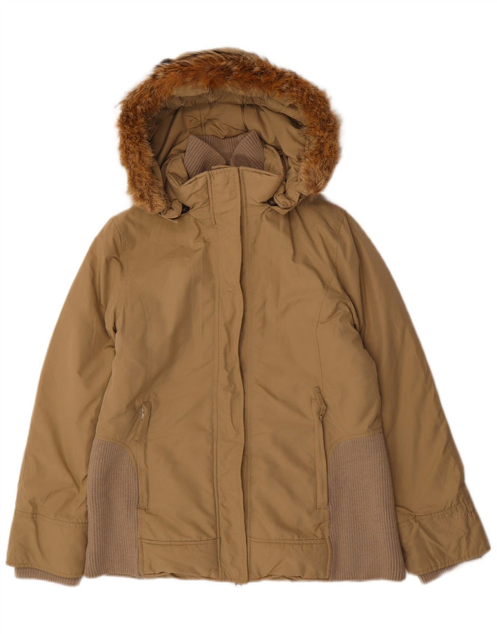 Woolrich Wattierte Damenjacke mit Kapuze UK 16 Large Beige Polyester