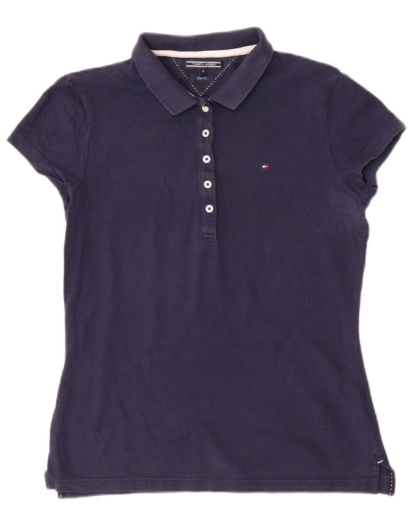 Tommy Hilfiger Damen Slim Fit Poloshirt UK 12 Medium Marineblau Baumwolle