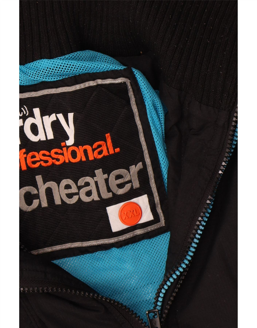 Superdry Herren-Windbreakerjacke mit Grafik, UK 44 2XL, schwarzes Nylon