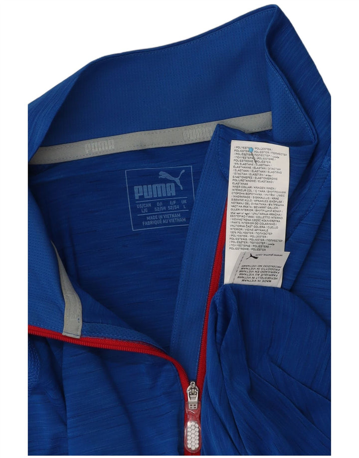 Puma Herren-Oberteil mit Reißverschluss, langärmlig, groß, blau geflecktes Polyester