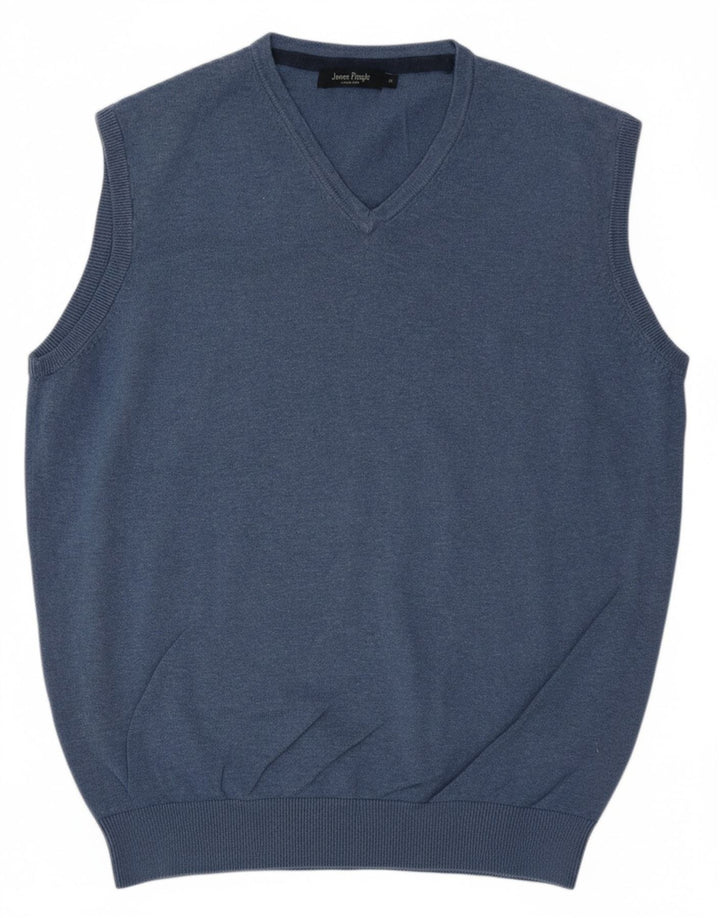 JAMES PRINGLE Mens Vest Tank Top Medium Navy Blue Cotton