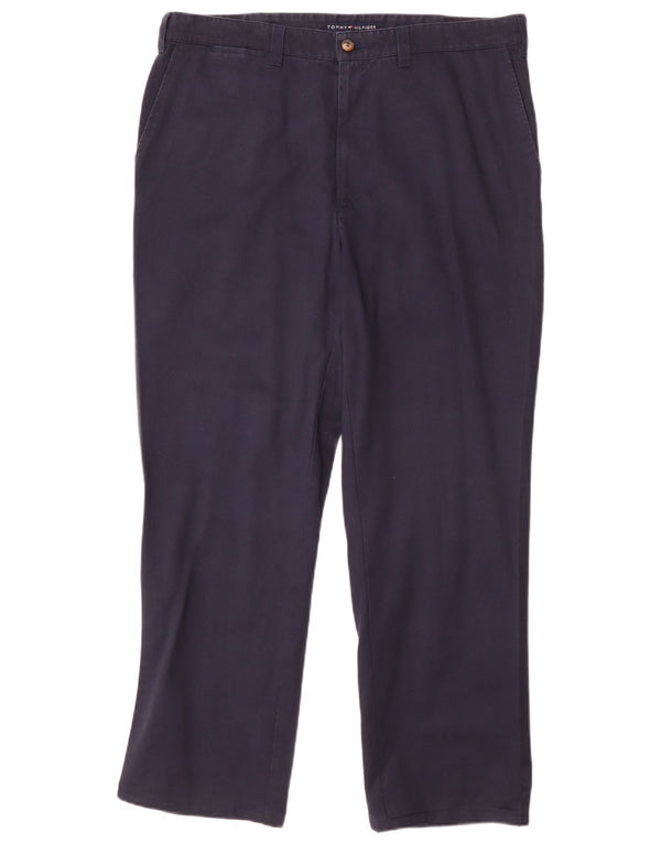 Tommy Hilfiger Mens Straight Chino Trousers W38 L32 Navy Blue Cotton