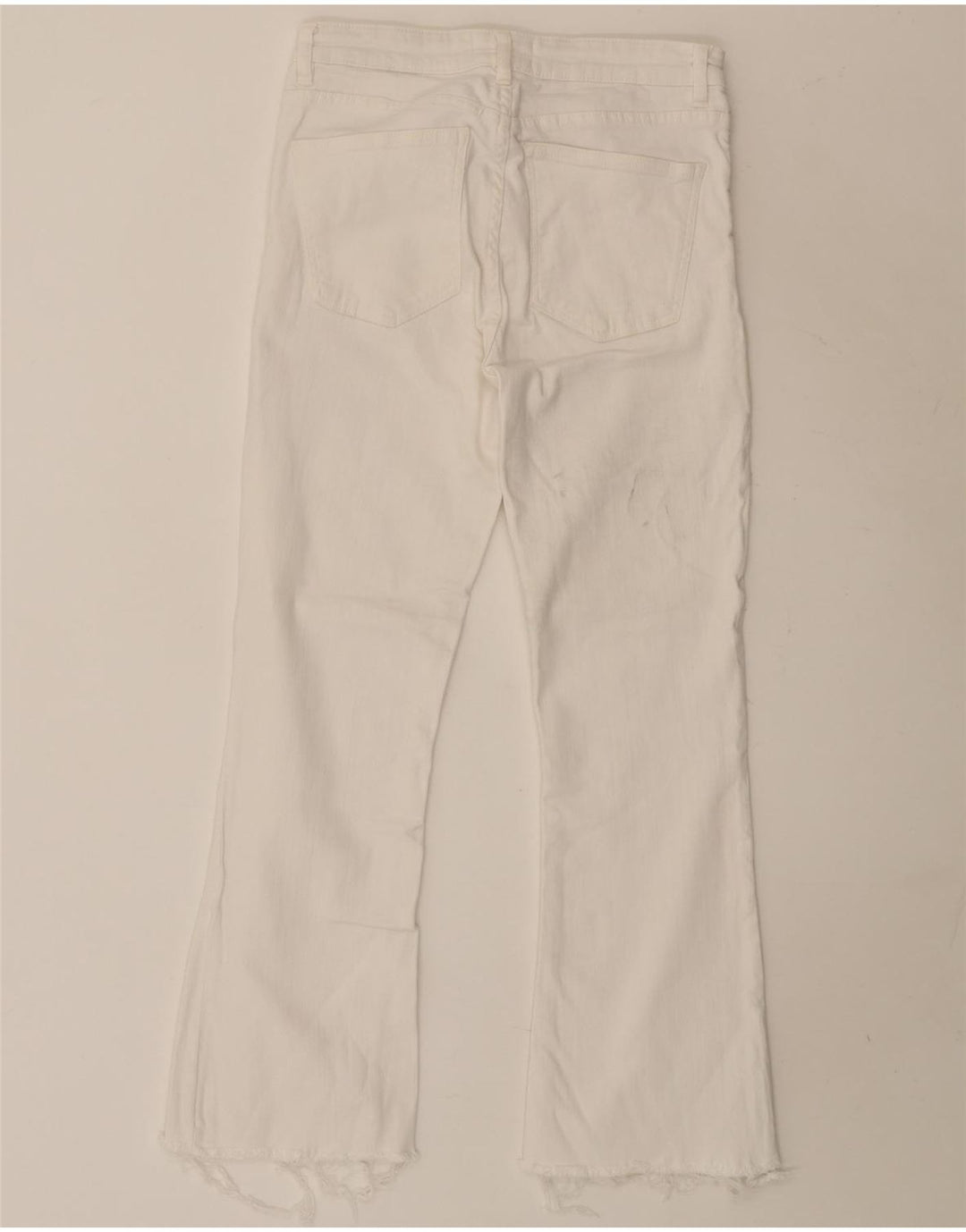 Zara Damen Crop Bootcut Jeans EU 38 Small W28 L26 Weiße Baumwolle