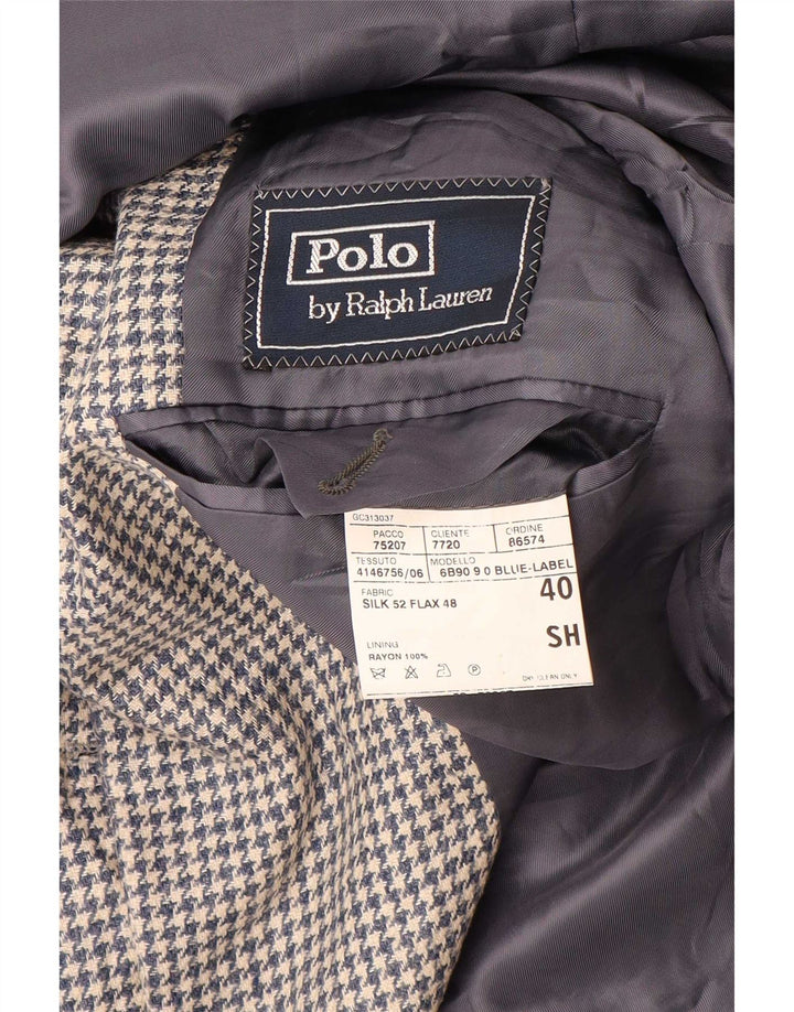 Polo Ralph Lauren Herren-Blazer mit 3 Knöpfen, UK 40, Mittelblau mit Hahnentrittmuster