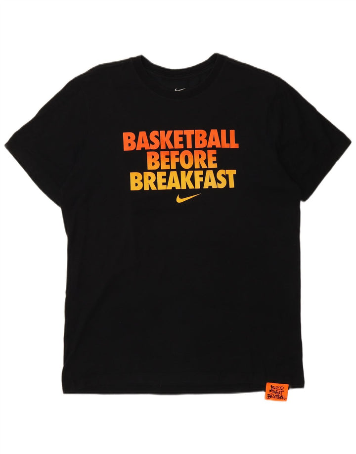 Nike Herren Dri Fit Graphic T-Shirt-Oberteil aus mittelschwarzer Baumwolle
