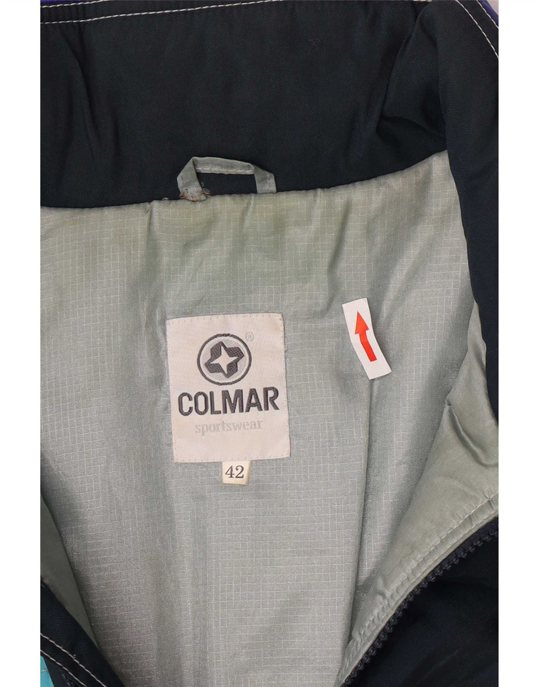Colmar Damen-Skijacke mit Kapuze, lockere Passform, Größe 42, groß, blau, Farbblock