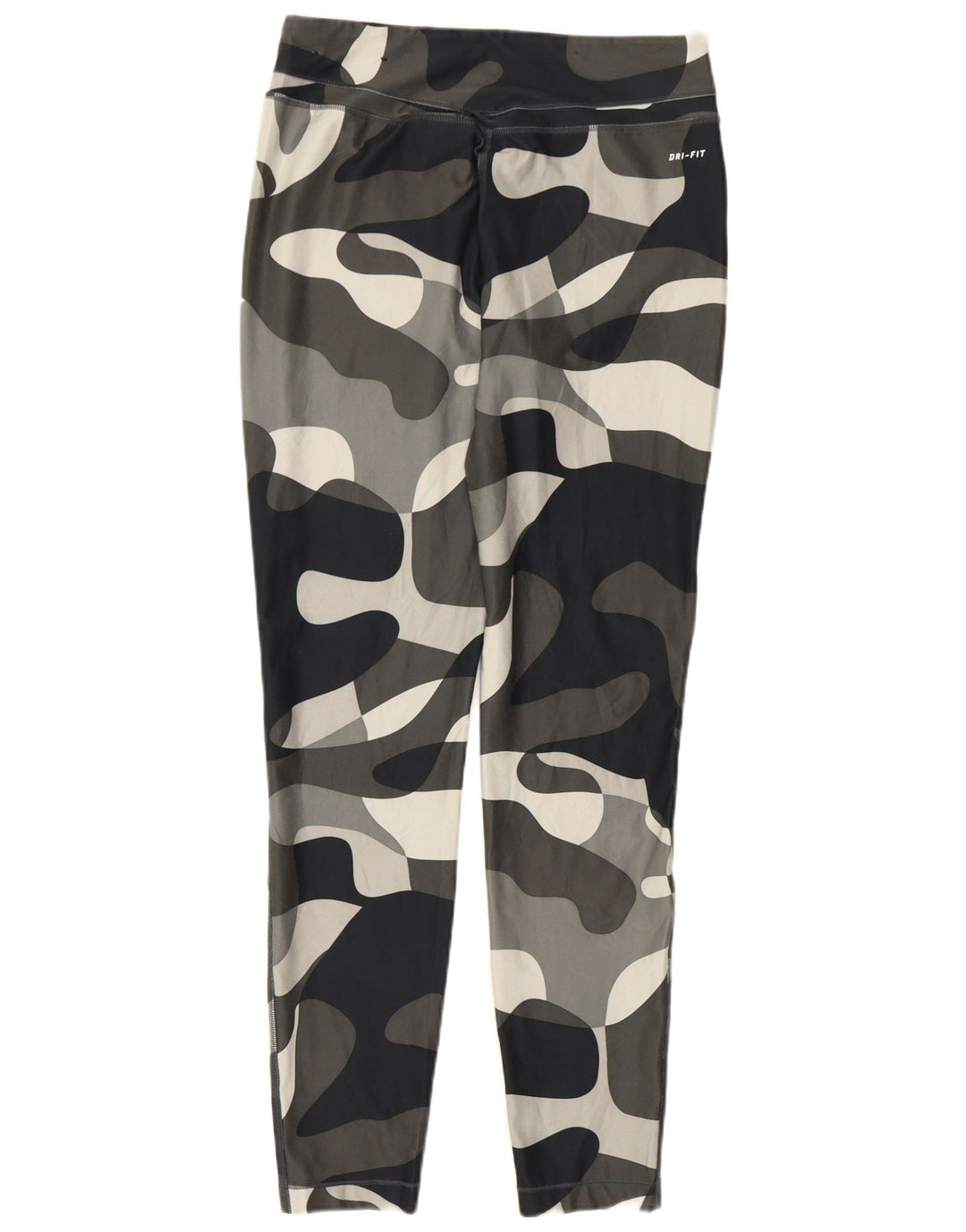 Nike Damen Dri Fit Leggings UK 14 Large Grau Camouflage Polyester