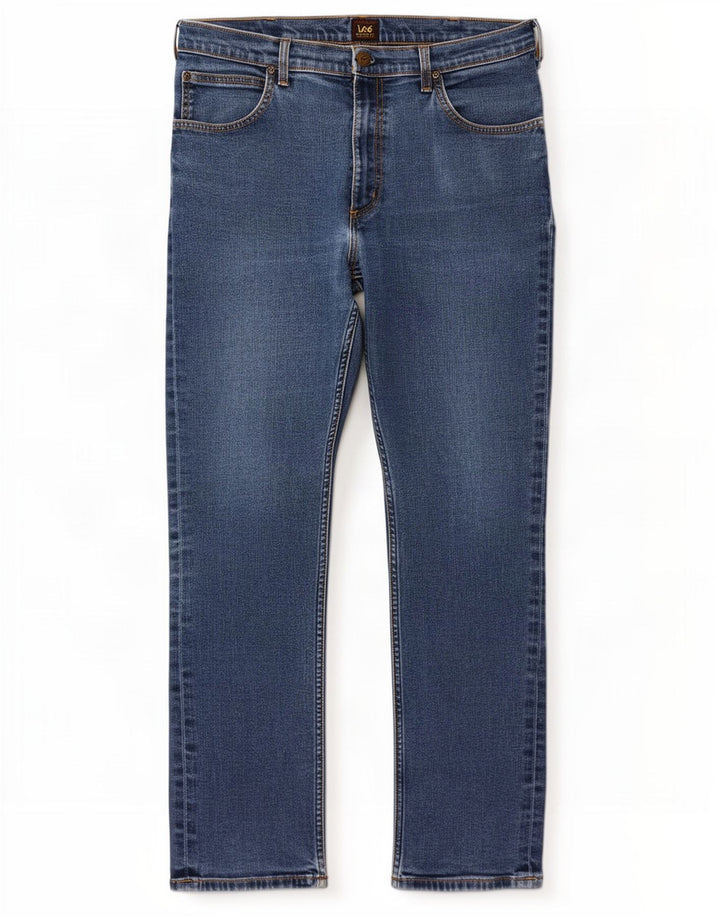 Lee Herren Brooklyn Straight Jeans W36 L32 Blaue Baumwolle