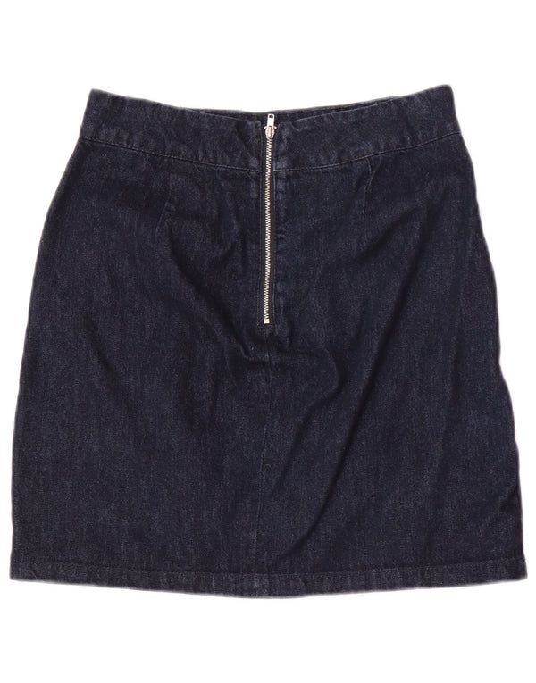 Warehouse Damen-Jeansrock, UK-Größe 10, Größe S, W28, blau, geblümt, Baumwolle
