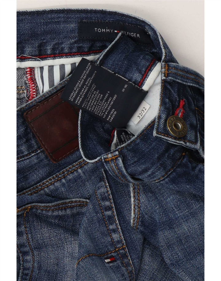 Tommy Hilfiger Herren Distressed Straight Jeans W32 L32 Blaue Baumwolle