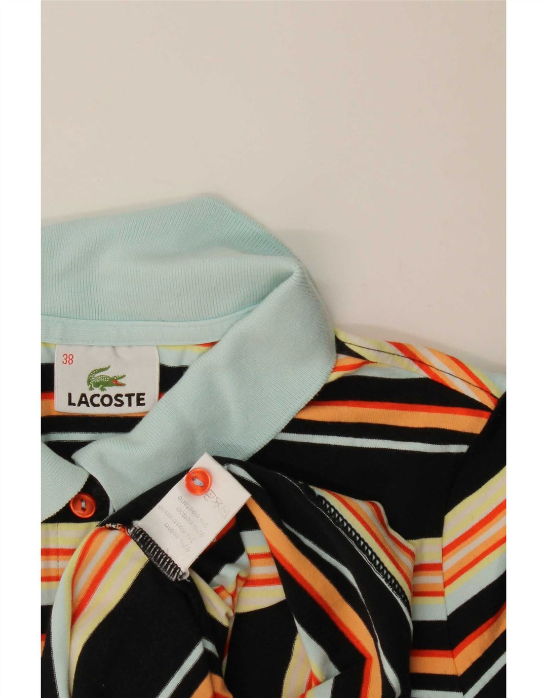 Lacoste Damen-Poloshirt, Größe 38, mittelschwarz, gestreift, Baumwolle