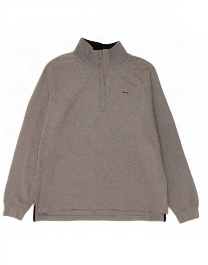 Lacoste Herren-Pullover mit Reißverschluss, Größe 6 XL, graue Baumwolle