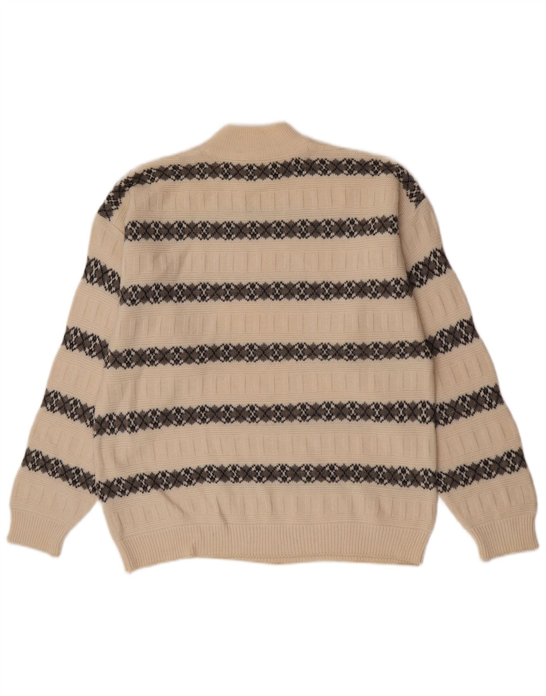 Suspense Herren-Pullover mit Rollkragen, IT 52, große, cremefarbene, gestreifte Wolle