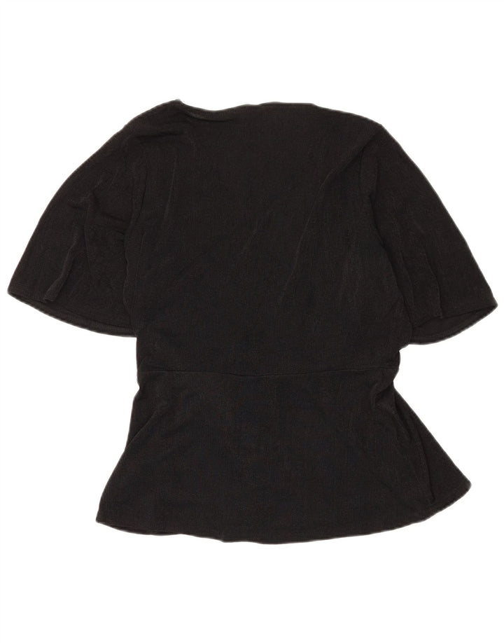 LIPSY Womens Wrap Blouse Top UK 12 Medium  Black Polyester